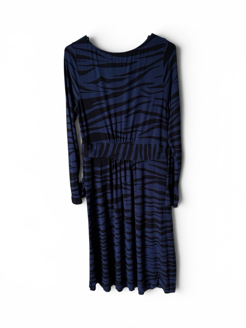 Boden Navy Blue & Black Zebra Print Long Sleeve Jersey Dress – US 10L / UK 14 - Picture 3 of 7